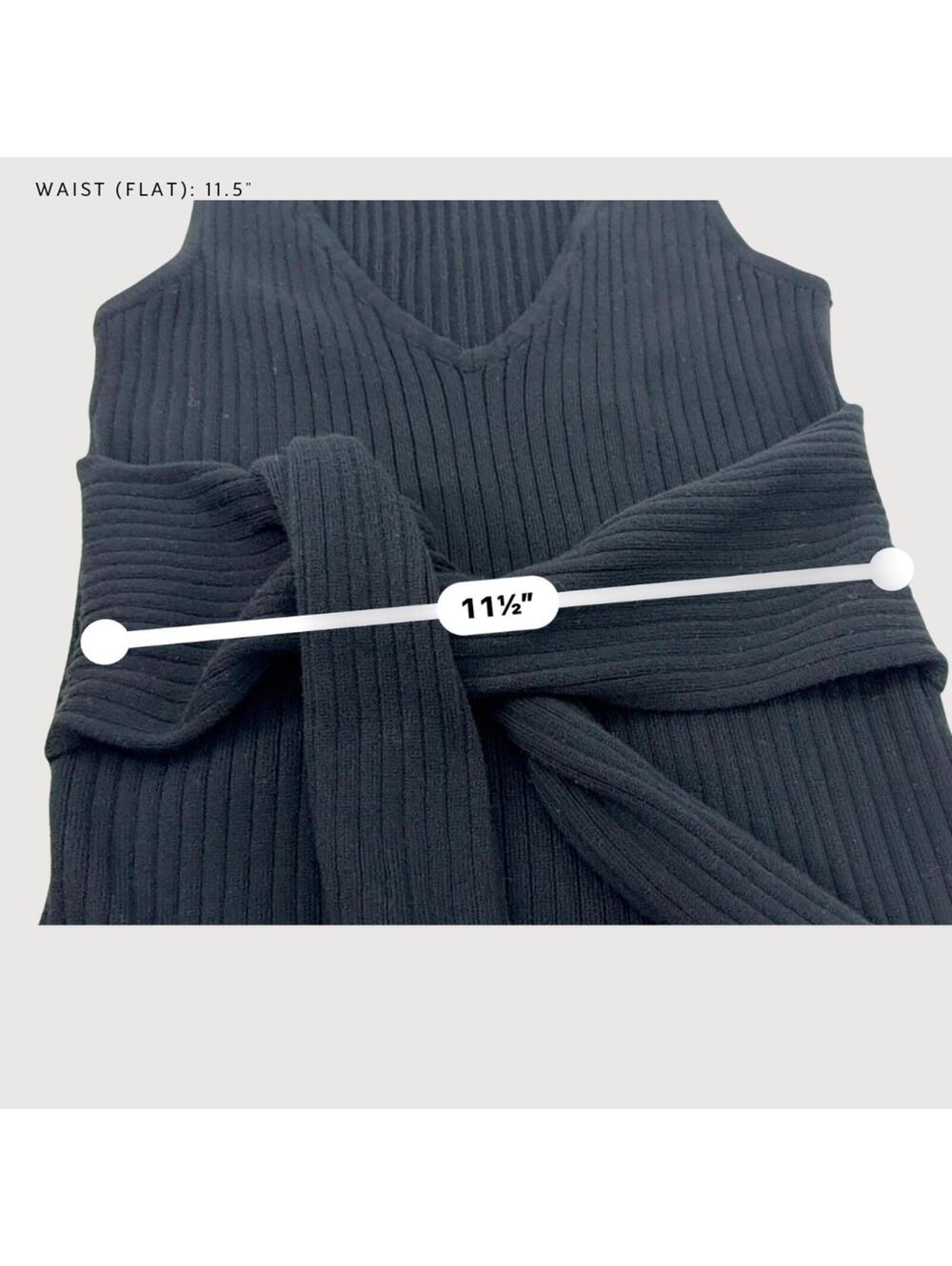 Good American Rib Knit Tie Waist Midi Dress Black Size 3 - Picture 8 of 9
